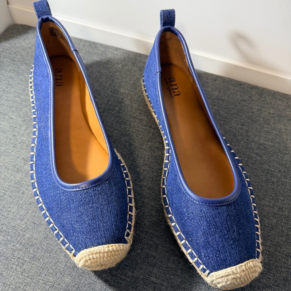 ANA A New Approach Blue Denim Espadrille Flats Shoes Womens 8.5 M - Picture 2 of 6